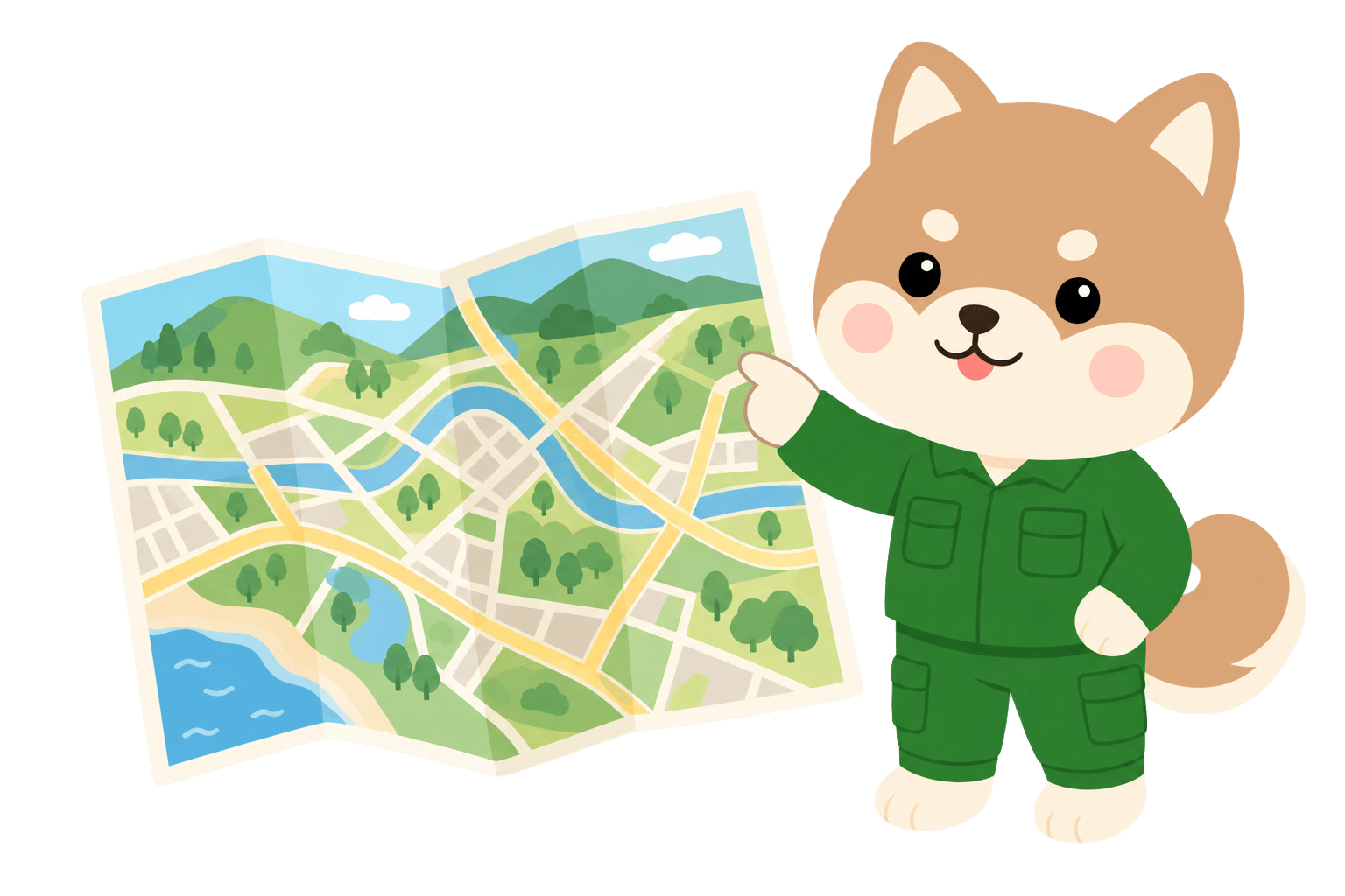 地図を広げて対応エリアを案内するスタッフ